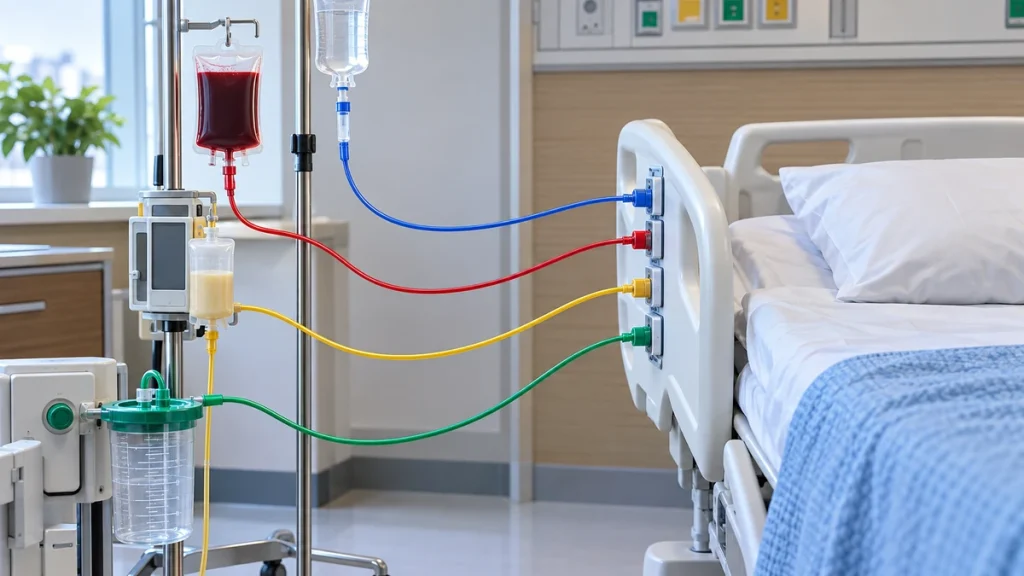 투약과 절차 안전 · 주입선 추적과 잘못된 경로 예방의 핵심 판단 구조를 표현한 고유 clinical_space 대표 이미지